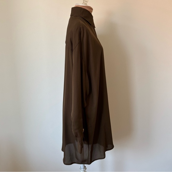 Michael Kors Vintage Brown Flowing Open Front One Button Collar Blouse EUC Sz SP - Picture 4 of 7